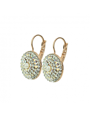 Extra Luxuriuos Pavé Bridal Leverback Earrings in Clear & Pearl *Custom* la chaussure