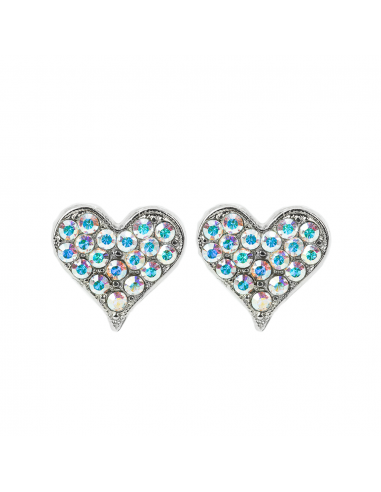 Embellished Heart Post Earrings in Aurora Borealis *Custom* solde