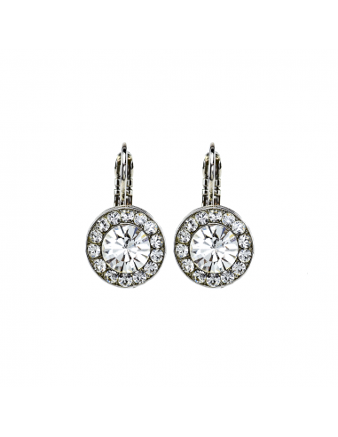 Medium Pavé Leverback Earrings in Clear - Rhodium 2 - 3 jours ouvrés.