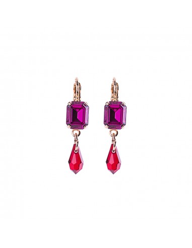 Petite Emerald Cut and Dangle Leverback Earring in "Hibiscus" *Preorder* solde