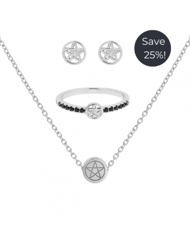 Pentacle Gemstone Ring, Necklace & Earring Set (Save 25%) - Sterling Silver Dans la société mordern