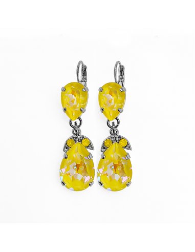 Double Pear Embellished Leverback Earrings in Sun-Kissed "Sunshine" *Custom* solde