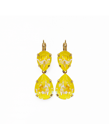 Extra Luxurious Double Pear Leverback Earrings in Sun-Kissed "Sunshine" *Custom* français