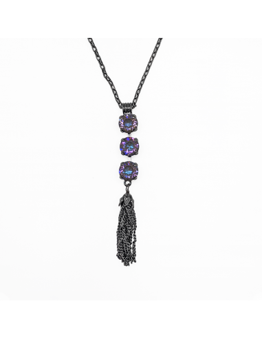 Medium Three Stone Pendant with Tassel in Sun-Kissed "Midnight" *Preorder* pour bénéficier 