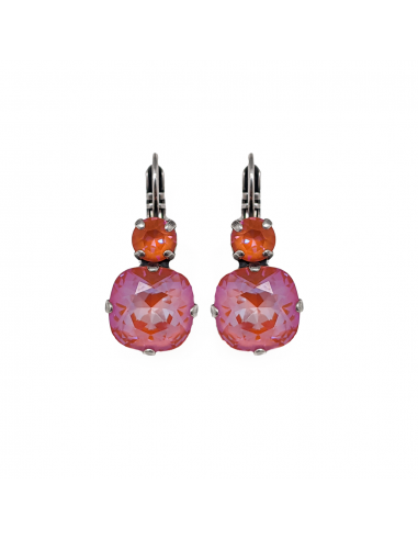 Round and Cushion Cut Leverback Earrings in Sun-Kissed "Sunset" *Custom* ou a consommer sur place