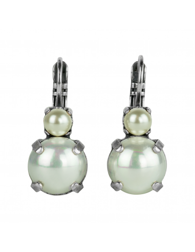 Large Double Stone Leverback Earrings in "Pearl" *Custom* de France